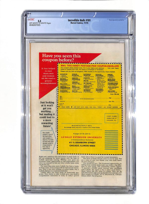 Incredible Hulk #181 CGC 5.5