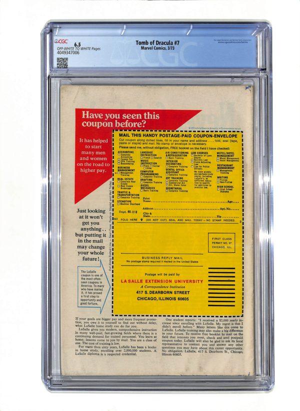 Tomb of Dracula #007 CGC 6.5